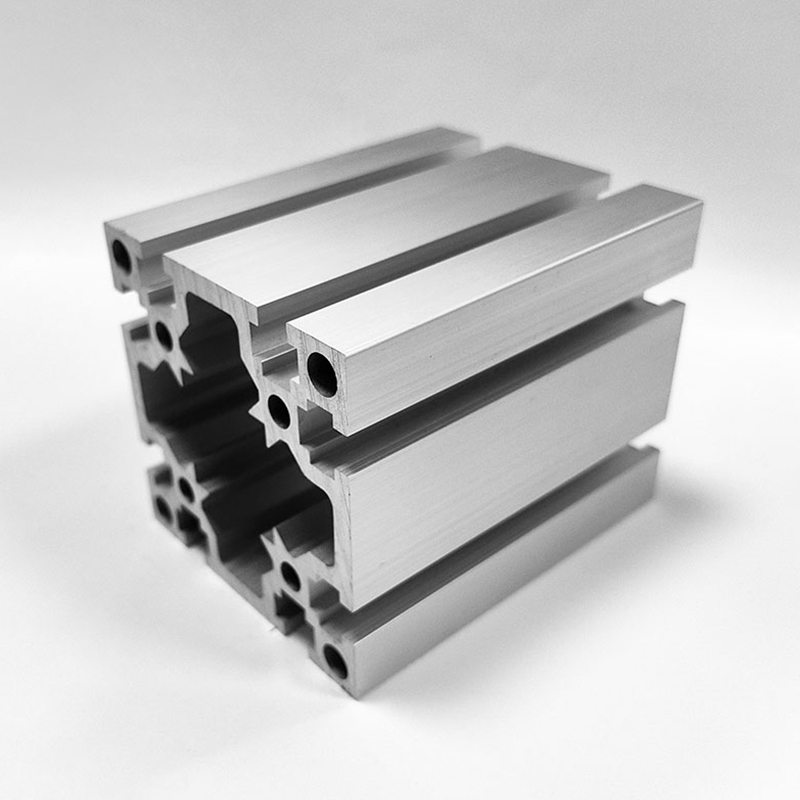 HS-8-8080G Thickened Square-Slot Industrial Aluminum Profile, 80 Square Silver Heavy-Duty Fixed Aluminum